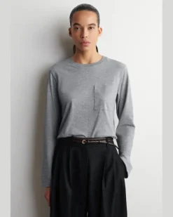 Langarmshirt Aus Baumwolle Grau
