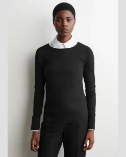 Langarmshirt Aus Baumwolle Schwarz