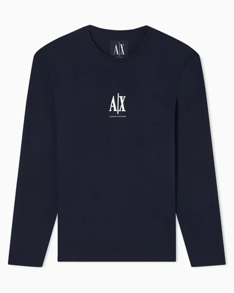 Langarmshirt aus Baumwolljersey mit Logoprint Icon Marineblau