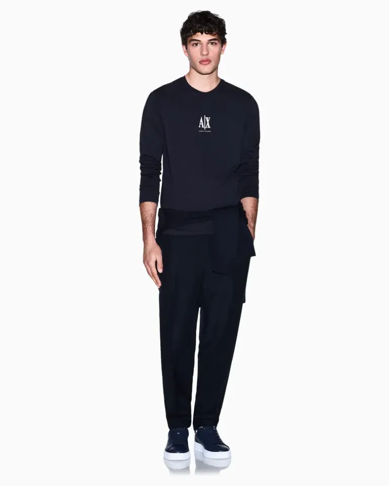 Langarmshirt aus Baumwolljersey mit Logoprint Icon Marineblau