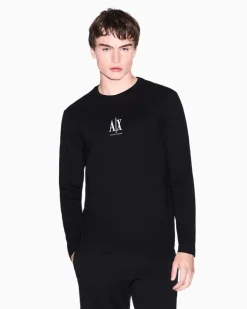 Langarmshirt aus Baumwolljersey mit Logoprint Icon Schwarz