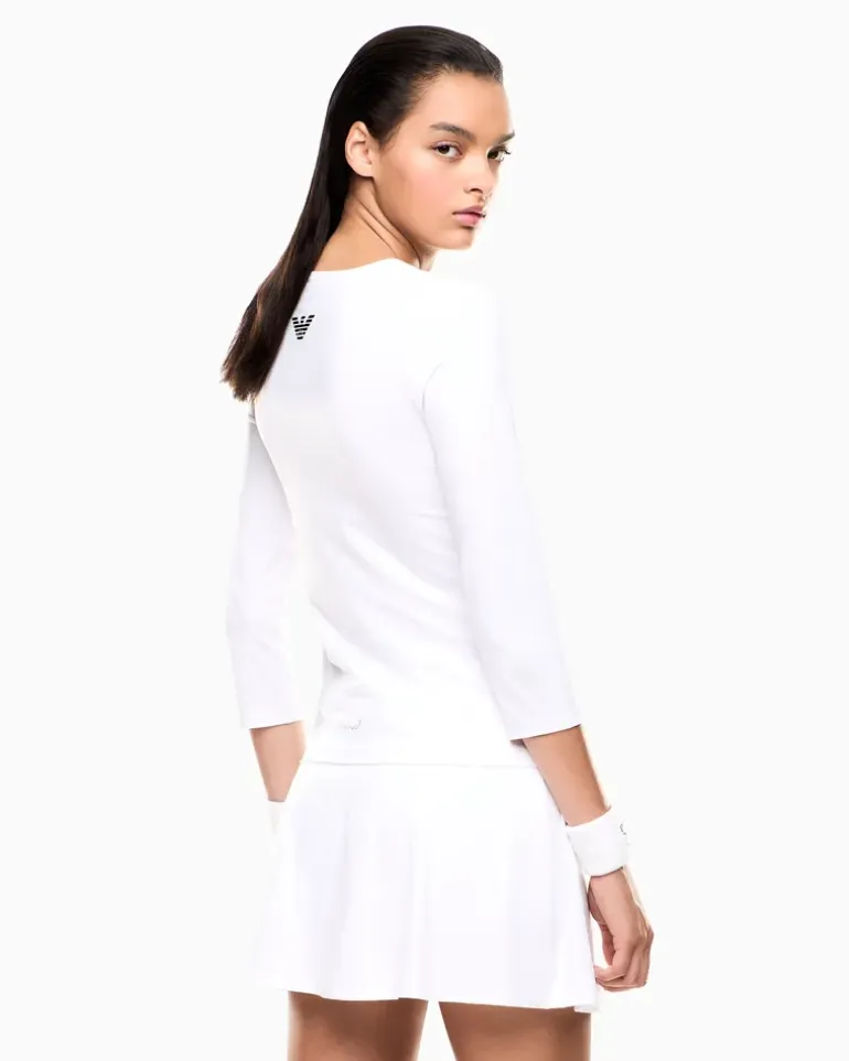 Langarmshirt aus Ventus7-Funktionsgewebe für Tennis Pro Weiß