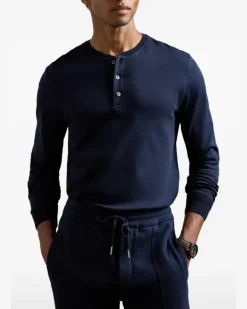 Langarmshirt im Interlock-Look - Blau