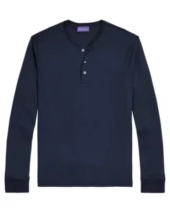 Langarmshirt im Interlock-Look - Blau