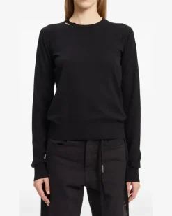 Langarmshirt mit Cut-Outs - Schwarz