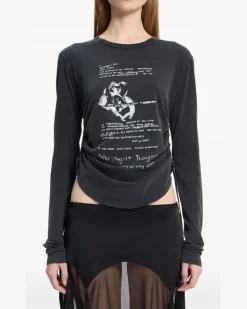 Langarmshirt mit grafischem Print - Grau