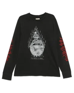 Langarmshirt mit grafischem Print - Schwarz