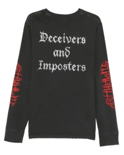 Langarmshirt mit grafischem Print - Schwarz