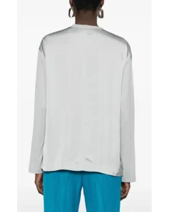 Langarmshirt mit Kontrasteinsatz - Grau