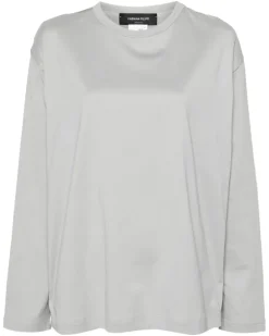 Langarmshirt mit Kontrasteinsatz - Grau