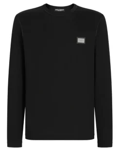 Langarmshirt mit Logo-Detail - Schwarz