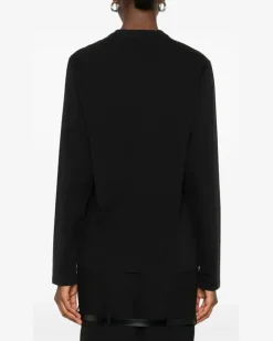 Langarmshirt mit Logo-Print - Schwarz