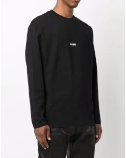 Langarmshirt mit Logo-Print - Schwarz