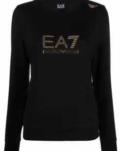 Langarmshirt mit Nieten - Schwarz