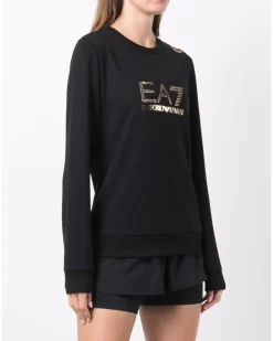 Langarmshirt mit Nieten - Schwarz