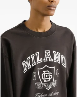 Langarmshirt mit Print - Braun