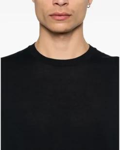 Langarmshirt mit rundem Ausschnitt - Schwarz