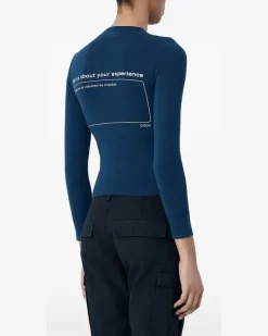 Langarmshirt mit Sternstickerei - Blau