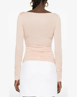 Langarmshirt mit V-Ausschnitt - Rosa
