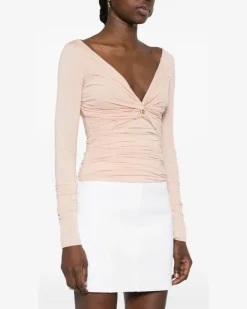 Langarmshirt mit V-Ausschnitt - Rosa