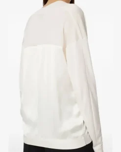 Langarmshirt mit V-Ausschnitt - Weiß