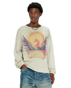 Langarm-T-Shirt mit Phoenix-Motiv - T-Shirts - Herren - Beige