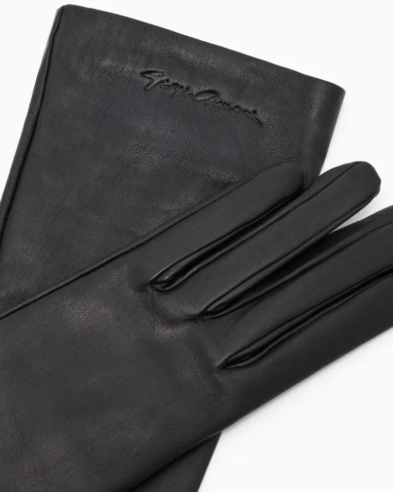 Lange Handschuhe aus Nappaleder Schwarz