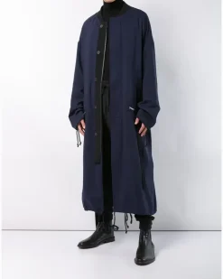 Langer Oversized-Mantel - Schwarz