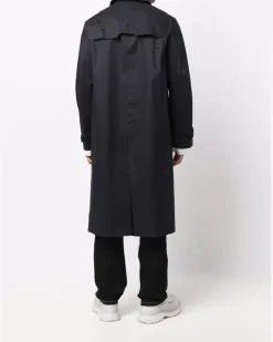 Langer Trenchcoat mit Logo-Patch - Schwarz