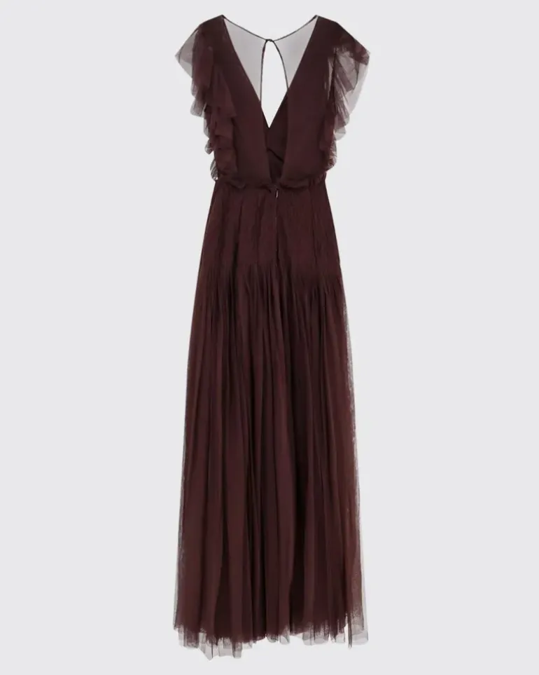 Langes Tüllkleid Braun
