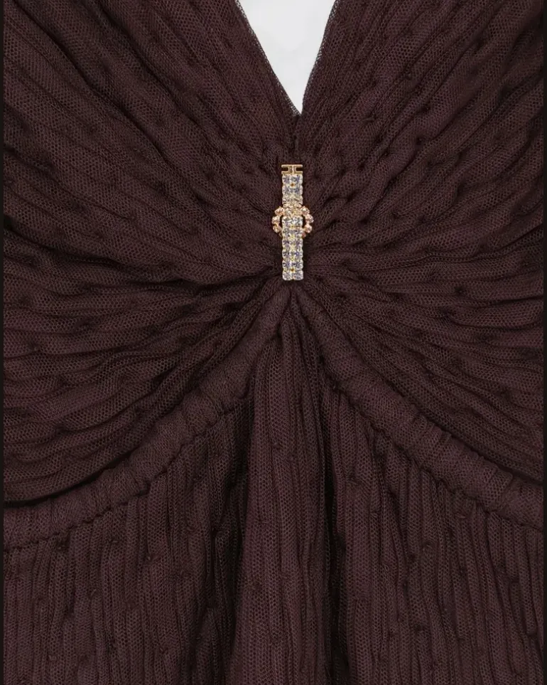 Langes Tüllkleid Braun