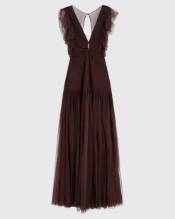 Langes Tüllkleid Braun