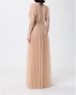 Langes Tüllkleid Puder