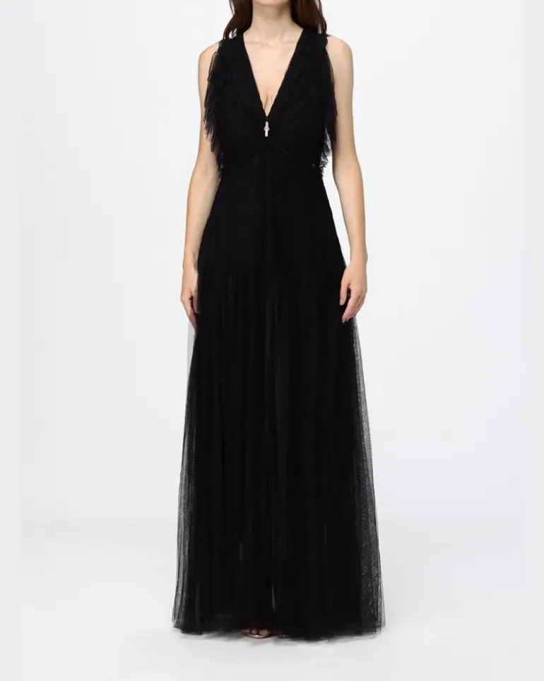 Langes Tüllkleid Schwarz