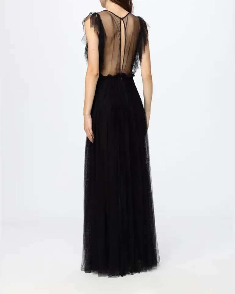 Langes Tüllkleid Schwarz