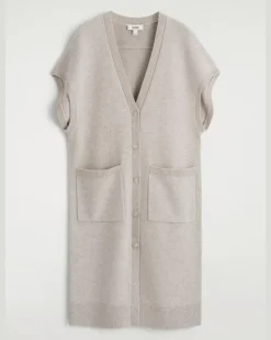 Lange Strickjacke Aus Wolle Beige