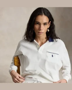 Langärmliges Poloshirt aus Frottee White