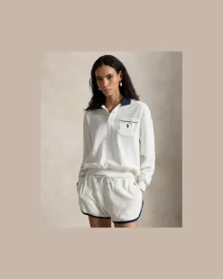 Langärmliges Poloshirt aus Frottee White