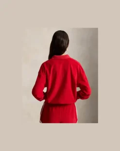 Langärmliges Poloshirt aus Frottee Red