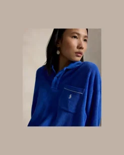 Langärmliges Poloshirt aus Frottee Blue