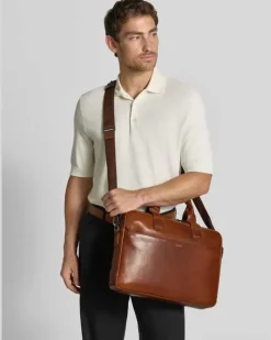 Laptoptasche aus echtem Rindsleder Modell 'Cerratano Pandion Cognac