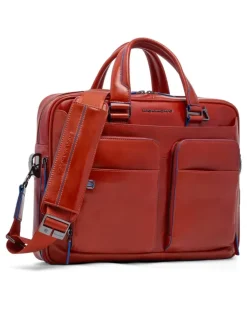 Laptoptasche aus Leder - Rot