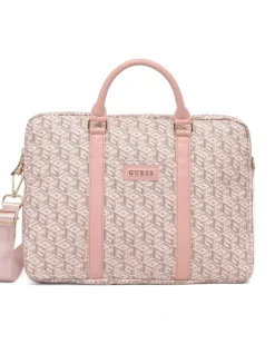 Laptoptasche mit geometrischem Muster und Logo-Schild - Rosa