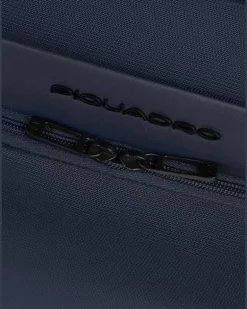 Laptoptasche mit Lederbesatz - Blau