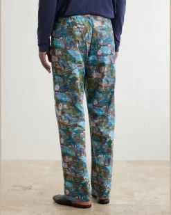 Ledbury 100 Printed Cotton Pyjama Trousers Blue