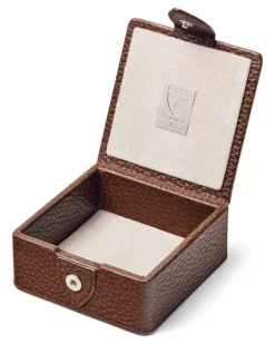 Lederbox mit Druckknopf - Braun