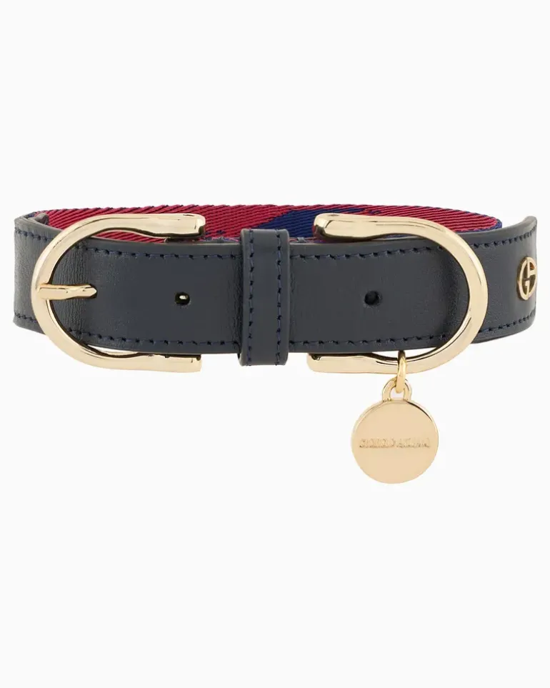 Lederhalsband mit Ikat-Druck innen und Anhänger Poldo Gemustert