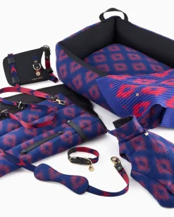 Lederhalsband mit Ikat-Druck innen und Anhänger Poldo Gemustert