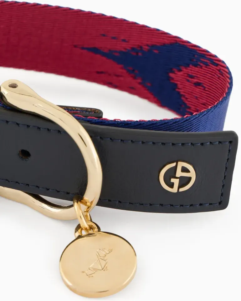 Lederhalsband mit Ikat-Druck innen und Anhänger Poldo Gemustert