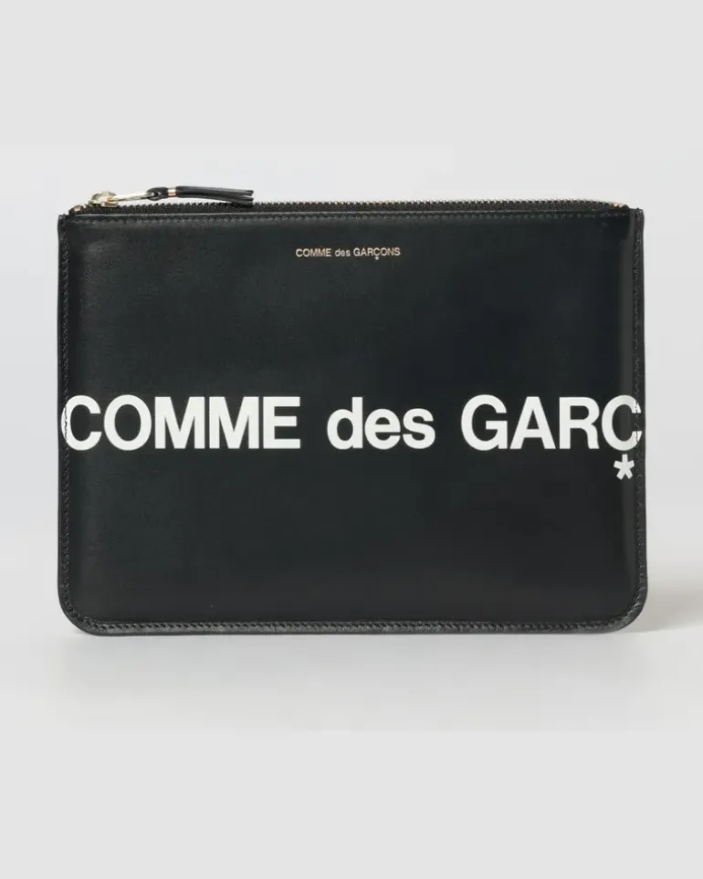 Lederpouch mit Logoprint Schwarz